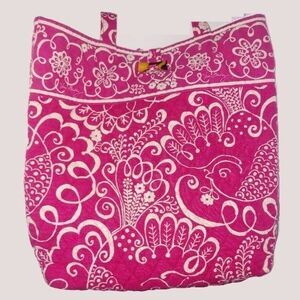 Vera Bradley Pink and White Design Puffy Reversible Tote Bag